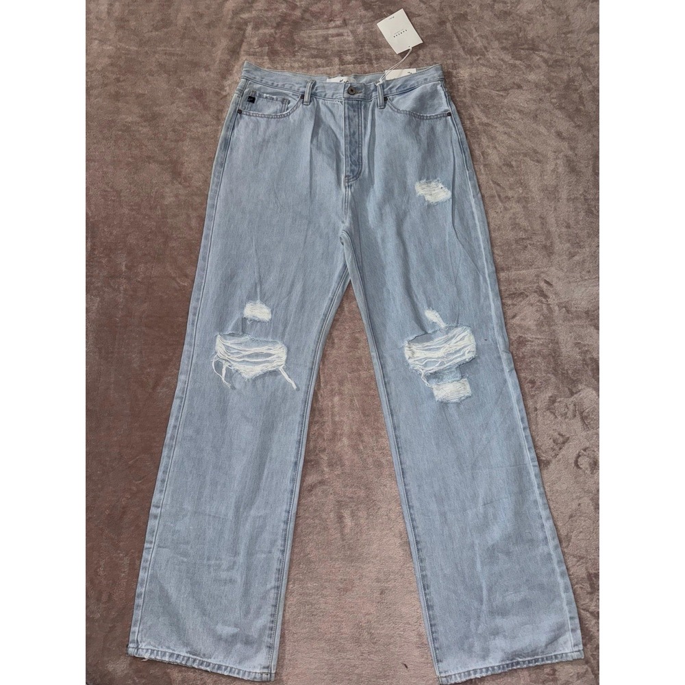 Kancan Women's High Rise 90's‎ Flare Jeans Light Wash Blue Denim Size 32 NWT